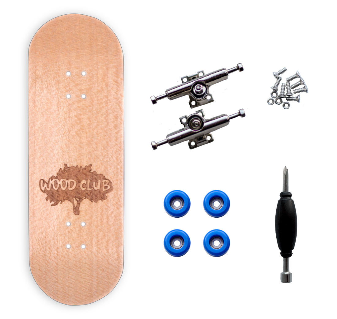 WoodClub Fingerboard en bois de 29mm - Bleu foncé